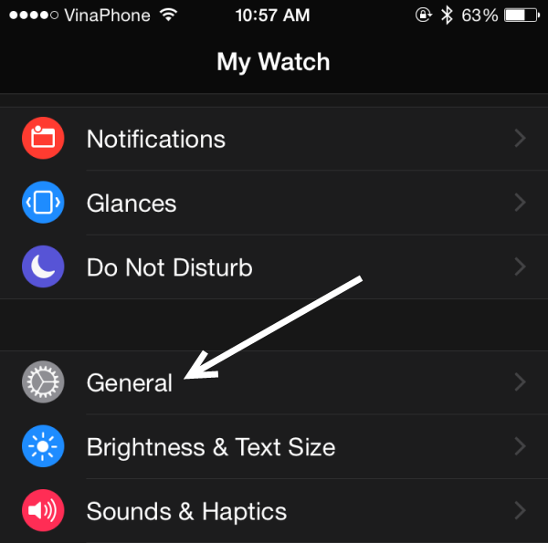 find settings on apple watch