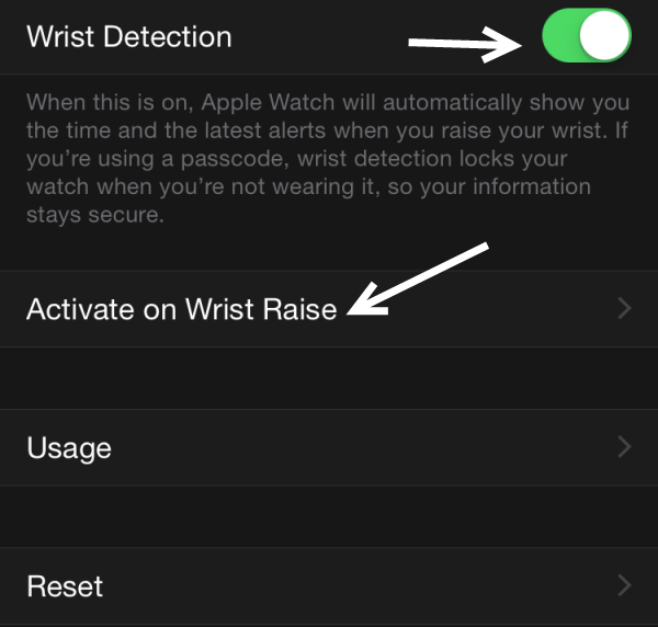 Apple Watch Activate on Wrist Raise