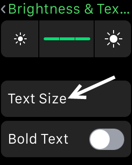 Apple Watch text size setting