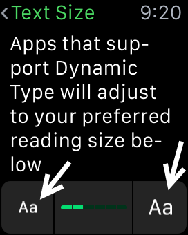 Apple Watch text size setting