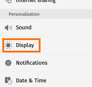 Settings - Personalization  - Display Option on Firefox OS