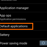Android – Settings – General Tab – Default application