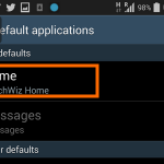 Android – Settings – General Tab – Default application – Set a Default App