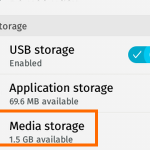 Firefox OS – Settings – Storage – Media Storage