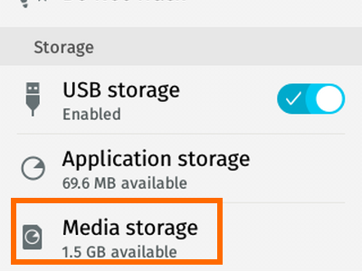 Firefox OS - Settings - Storage - Media Storage
