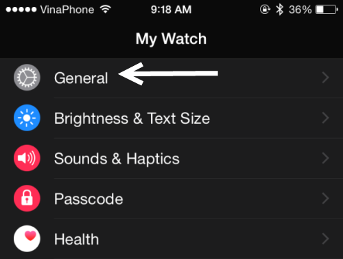 Apple Watch General Settings