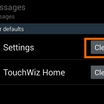 Settings – Clear Defaults – Clear button