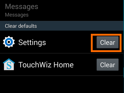 Settings - Clear Defaults - Clear button