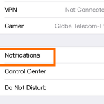 iPhone 6 – Settings – Notifications Option