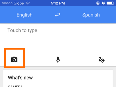 iPhone - Google Translate - Camera Button