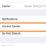 iPhone – Settings – Control Center
