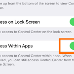 iPhone – Settings – Control Center – Access Within Apps
