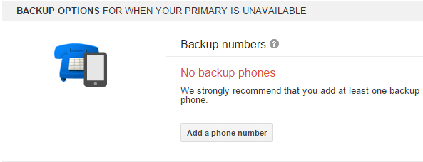 add backup numbers 2-step verification