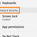 Firefox OS – Settings – Privacy and Security