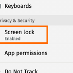 Firefox OS – Settings – Screen Lock