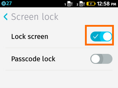 Firefox OS - Settings - Screen Lock button