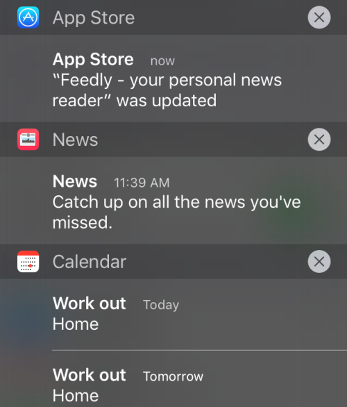 iPhone sort notifications by app