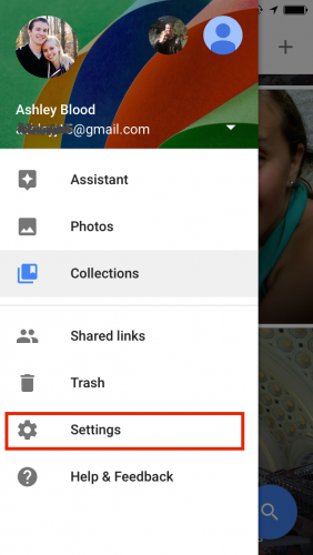 Google Photos Menu