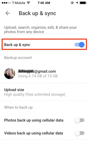 iphone back up & sync Photos