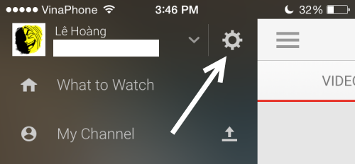 YouTube app settings