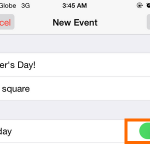 iPhone 6 – Calendar – All Day Event Button