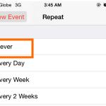 iPhone 6 – Calendar – Repeat frequency options
