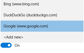 select default search engine for Microsoft Edge