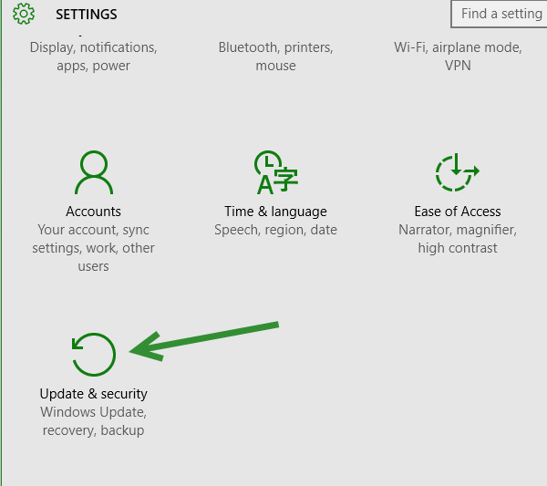 Windows 10 Update and Security Settings