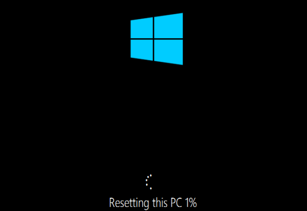 Reset Windows 10 in progress