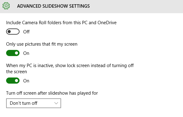 advanced lock screen settings for Windows 10