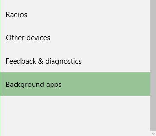 Windows 10 Background apps settings