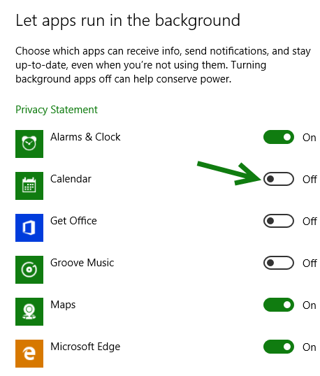 Windows 10 disable background apps