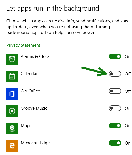 Windows 10: Disable Background Apps to Conserve Power