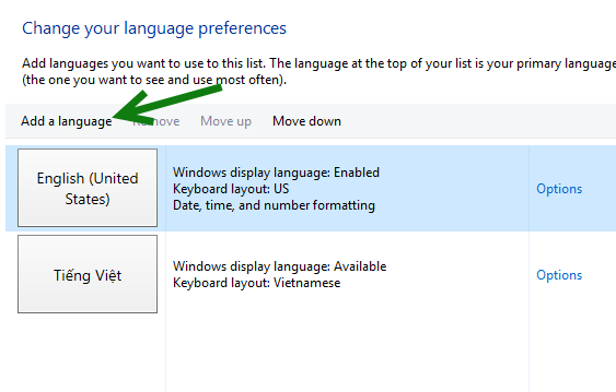 Windows 10 add a language