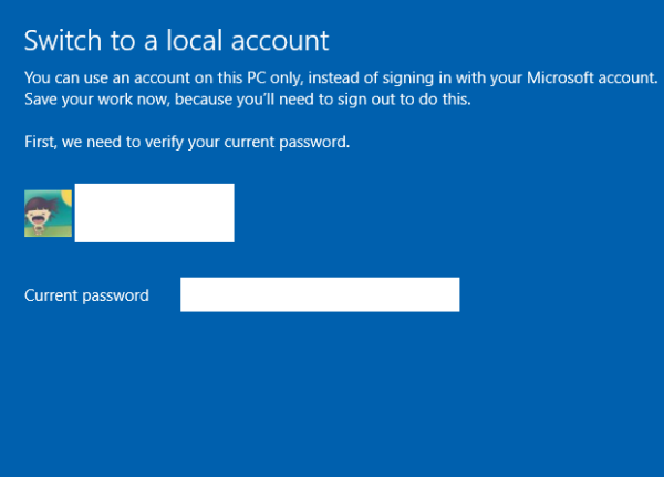 Windows 10 use offline account