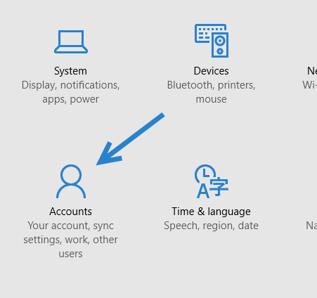 Windows 10 Accounts Settings