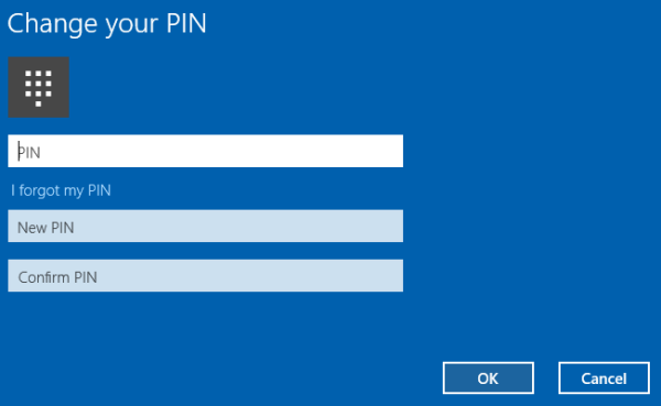Windows 10 change pin code