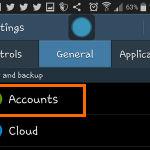 Android – Settings – General – Accounts