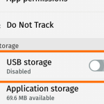 Firefox OS – Settings – Storage – USB Storage