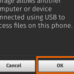 Firefox OS – Settings – Storage – USB Storage – OK