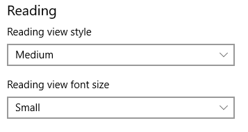 Microsoft Edge Reading Mode Font Size