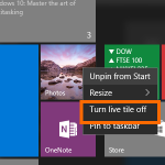 Windows 10 – App with Live Tile – Options – Turn Live Tile Off