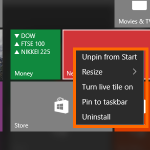 Windows 10 – App with Statis Tile – Options