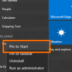 Windows 10 – Choose Pin to Start