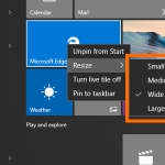 Windows 10 – Resize Option – Choose Size