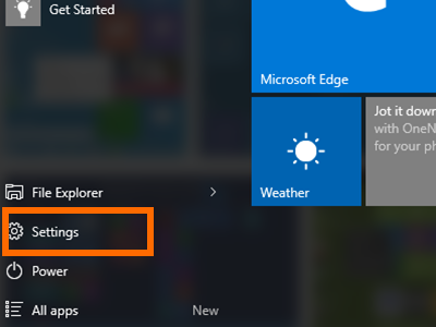 Windows 10 - Start - Settings