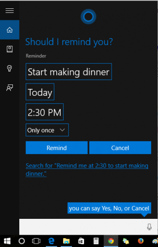 cortana reminder