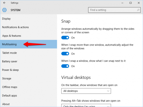 windows 10 multitasking