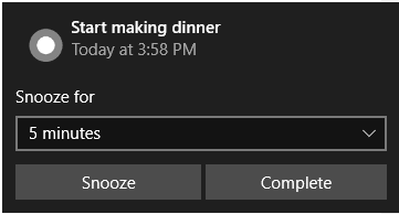 Cortana reminder