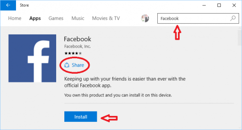 Facebook Windows 10 App